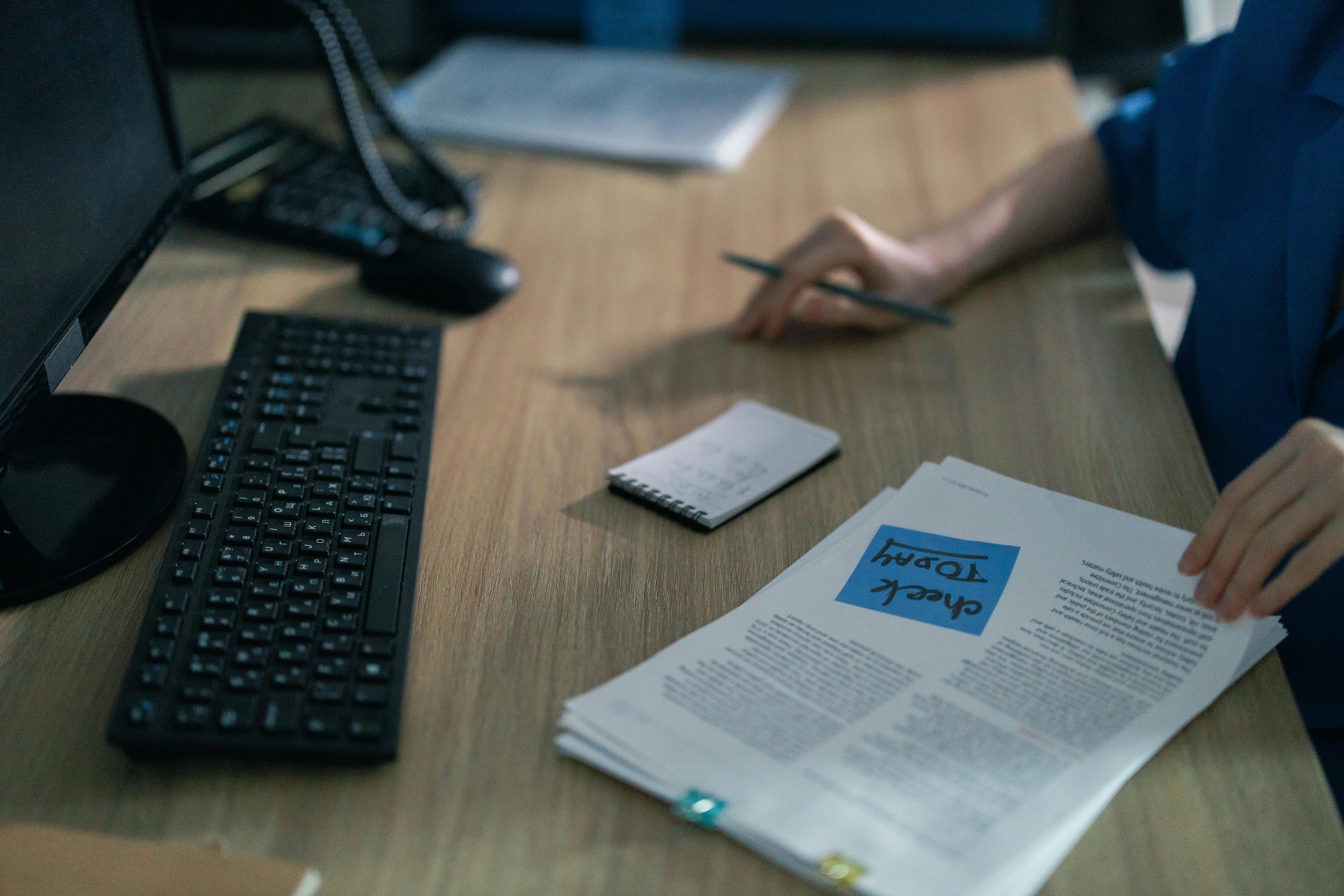 Admin desk with paperwork